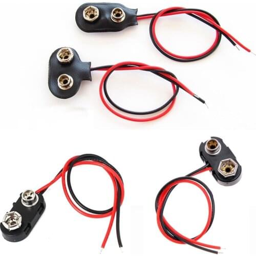 5/10/20/50Pcs T-type I-type 9V Battery Holder Snap Connector Clip with 6.5/10/15cm Cable Wire Lead Cord 6F22 Battery Plug Buckle