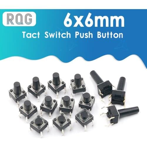 50PCS 6X6X5/4.3/5.5/6/7/8/9/10/13MM Tact Switch Push Button Switch 12V Copper 4PIN DIP Micro Switch For TV/Toys/home use Button