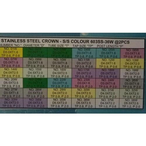 Assortment of 72pcs Steel Watch Crown Set for Watch Repair