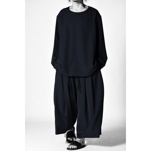 Mens casual pants wide leg pants skirt pants pleated loose over size
