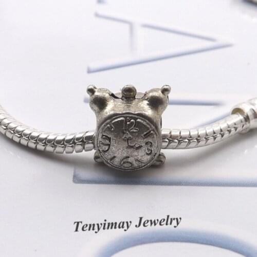 Clock Shape Antique Alloy Beads European Charm Beads For Snake Chain Bracelet LB845