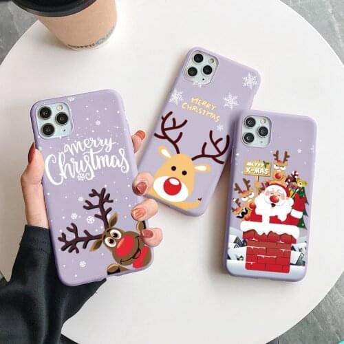 Christmas Case For iPhone 12pro 12 11 12mini 11 7 8 6 6S Plus 5 5s Lovely Cartoon Deer Case For iPhone XR X Xs Pro Max TPU Cover