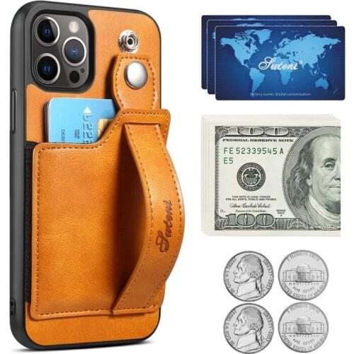 For IPhone 12 Pro Max Mini Phone Case With Card Case Finger Ring Back Cover Simple Type Protective Shell Apple Phone Accessories