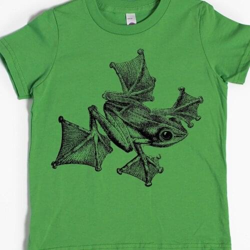 Childrens T shirt Gliding Frog Shirt Flying Frog graphic t shirt Child Gift