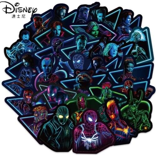 Disney 100Pcs Marvel Avengers Ironman Luminous Stickers Waterproof Trolley Case Scooter Laptop Personality Trendy Brand Stickers
