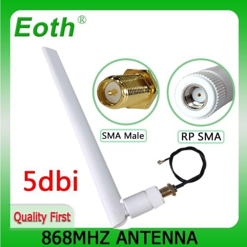 1 2pcs 868MHz 915MHz Antenna 5dbi High-Gain RP-SMA Male 868MHz 915 IOT antena GSM Antenna + 21cm SMA Male / u.FL Pigtail Cable