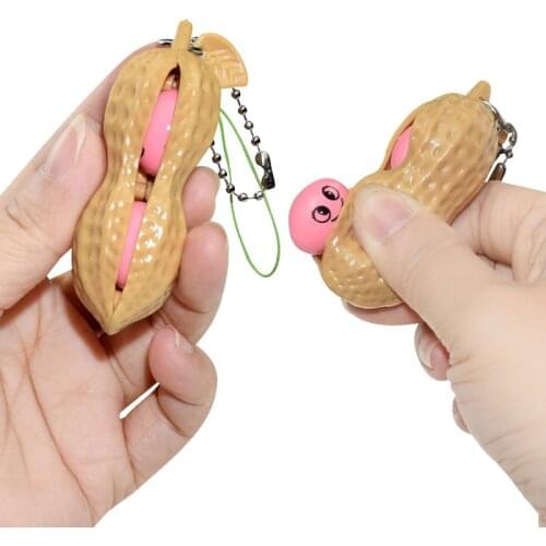 1pc fidget toy for adults and children to relieve stress cute peanut-shaped keychain to improve anxiety Office toy simple dimple