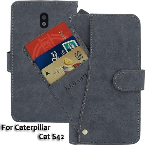 Leather Wallet Caterpillar Cat S42 Case 5.5" Flip Fashion Luxury Front Card Slots Cases Cover Cat S42 Magnetic Phone Bags