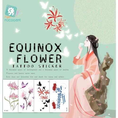 Fashion Colorful Flowers Tattoo Women New Waterproof Temporary Black Tattoo Sticker Body Art Equinox Flower Taty for Female