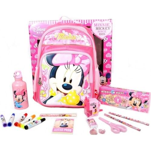 18-piece Disney Schoolbag Stationery Set Cartoon Cute Kettle Stationery Box Watercolor Pencil Sharpener Combination Gift