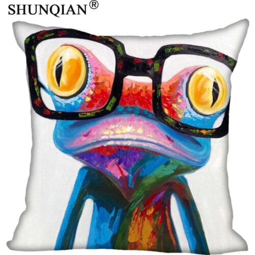 Custom Pillowcase Cover Frog Art Print Square Zipper Pillow Cover Two Sides Print Your Pictures Cool Pillow Cases