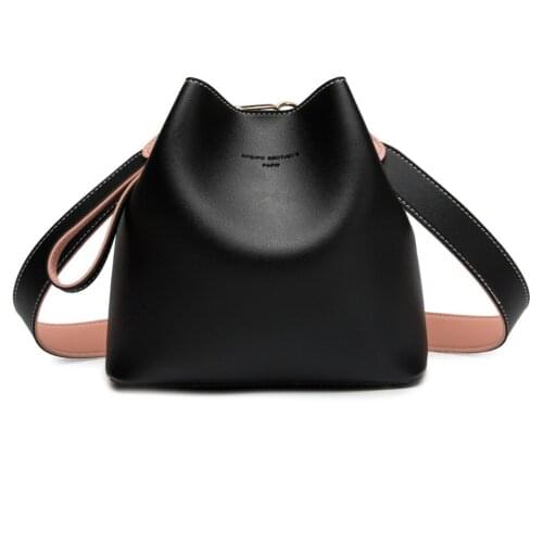 2020 Summer New Style Bucket Bag Womens Elegant Fashion Korean-style Ins Contrasting Color Casual Shoulder Oblique Handbag