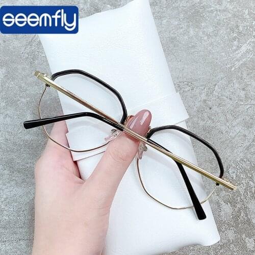 Seemfly Finished Myopia glasses Diopter -1.0 1.5 2.0 2.5 3.0 3.5 4.0 Retro Metal Half Frame Optical Lens Nearsighted Eyewear