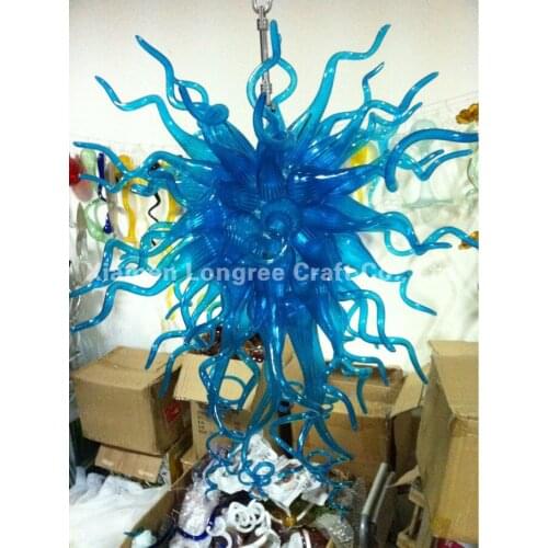 Wholesale Mini Modern Design AC 110-240V LED Light Source Indoor Bar Style Blue Hand Blown Murano Glass Chandelier
