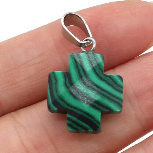 Natural stone gem face cross-shaped pendant handmade crafts DIY necklace bracelet earrings jewelry accessories bead making