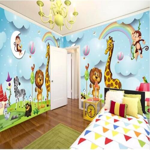 Custom Wall Murals 3D Cartoon Animal Photo Wallpaper Boys And Girls Childrens Bedroom Background Wall Painting Kids Wall Paper
