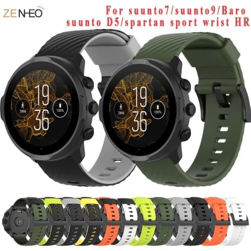 24mm Silicone Watchband Strap for Suunto Spartan Sport/Sport wrist HR /for Suunto 7 9 9 Baro Watch Replacement Sport Bracelet