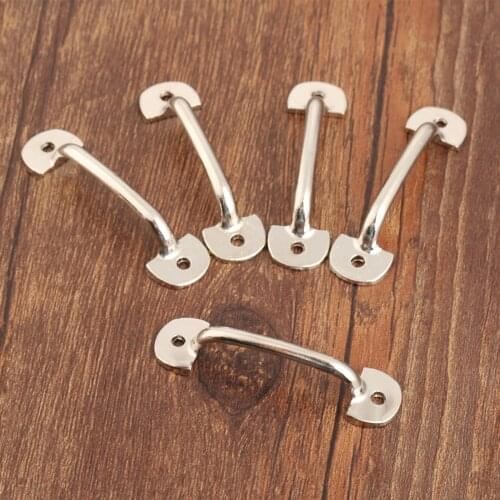 5Pcs Furniture Handles Silver Alloy Mini Drawer Handle Vintage Wood Box Cabinet Cupboard Kitchen Pull Handle Knobs 60*15mm