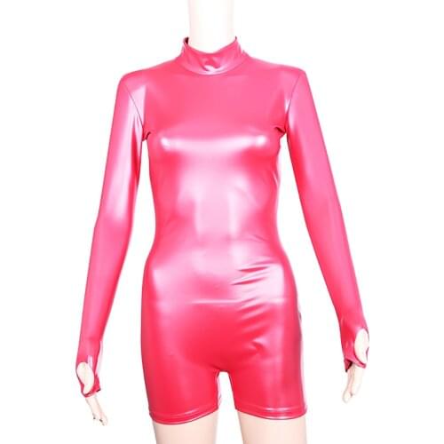 Sexy Latex Ammonia Fashion Shorts Tights Bodysuit PU Leather Bodycon Jumpsuit Bodystocking Maillot Playsuit Clubwear BodyShaper