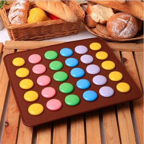 Silicone DIY Mold 30-Cavity Baking Mat Hot NEW Silicone Macaron Macaroon Pastry Oven Baking Mould Sheet Mat Random Color