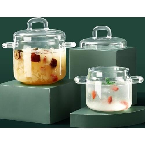 Glass Small Stew Pot Water-proof Transparent Cover Soup Cup Soup Bowl Birds Nest Stew Bowl Open Flame Home Kitchen Supplies