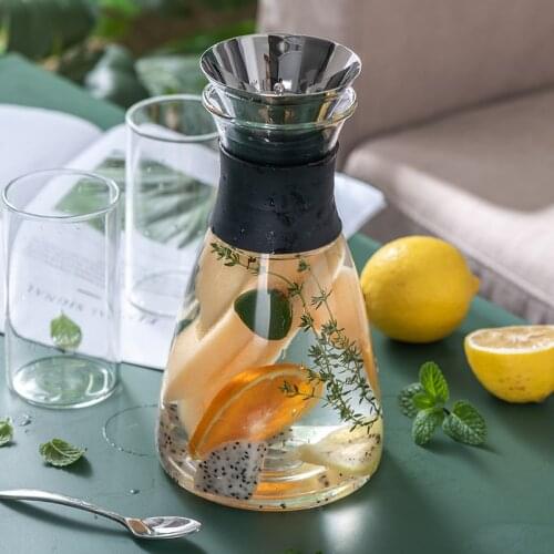 GF Large Capacity Kettle Drip-Free Glass Pitcher with Lid High Temperature Resistant Household Ice Tea Jar Cold Water Jug