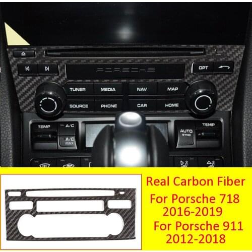 Carbon Fiber Central Console CD Panel Cover For Porsche 718 2016-2019 911 2012-2018