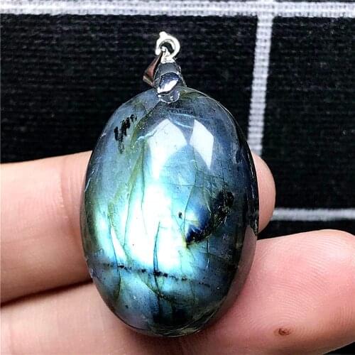 Top Natural Labradorite Pendant Jewelry For Woman Lady Man Yellow Light Crystal 30x21x11mm Beads Silver Moonstone Gemstone AAAAA