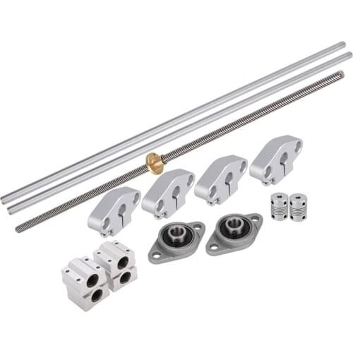 Vertical 8mm Lead Screw &L400mm Shaft Optical Axis&Pillow Block Bearings Slide Block with Dual Rail Shaft Support &Flexible Shaf