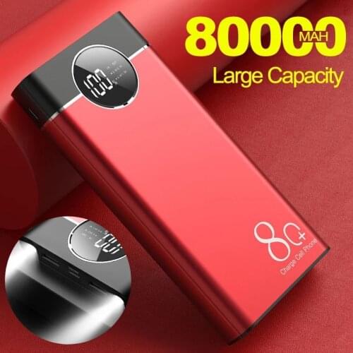 80000mAh High Digital Display Capacity Powerbank Portable Safe Fast Charging with LED External Battery for Samsung Iphone Xiaom