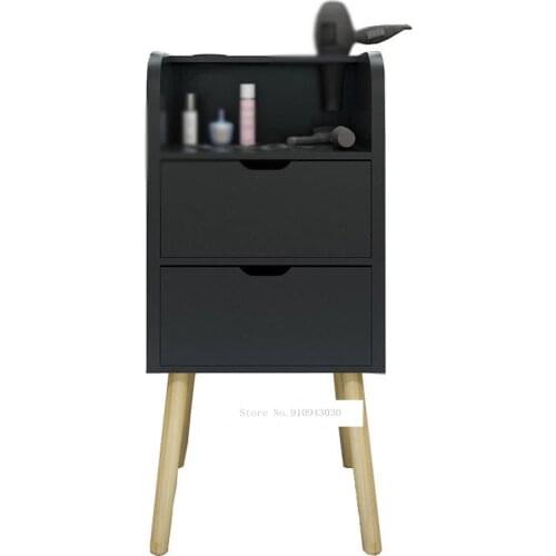 Simple Hair Salon Cabinet With 2 Big Drawer For Hair Shop Beauty Mirror Side Cabinet Solid Wood Leg For Air Blower Tools Storage