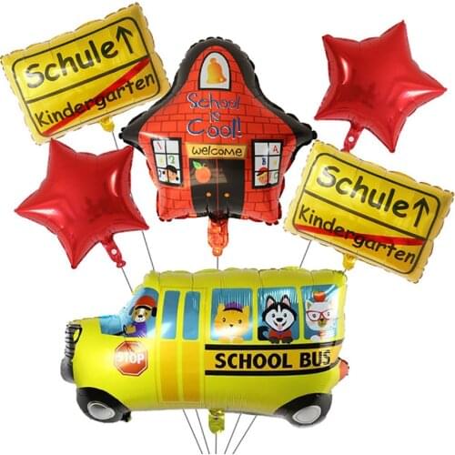 1pc New Square Schule Kindergarten Foil Helium Balloons Baby Shower Children Kindergarten School Decoration Air Globos Kids Toys