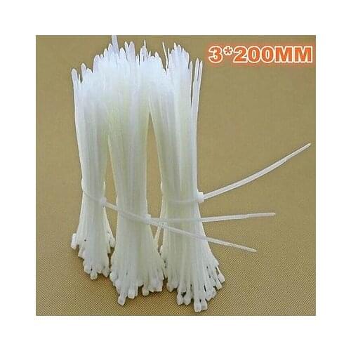 1000 Pcs White Electric Flexible Cable Fasten Tie 200mm x 3mm