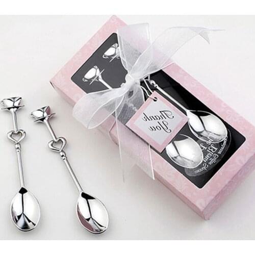 2 Pcs Love Heart Couple Coffee Spoons Dessert Ice Cream Soup Spoons