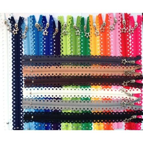 New 20PCS Beautiful Stars Lace Plastic Nylon Zippers For DIY Handmade Accessory Tailor Sewing Craft Bag Garment Materia