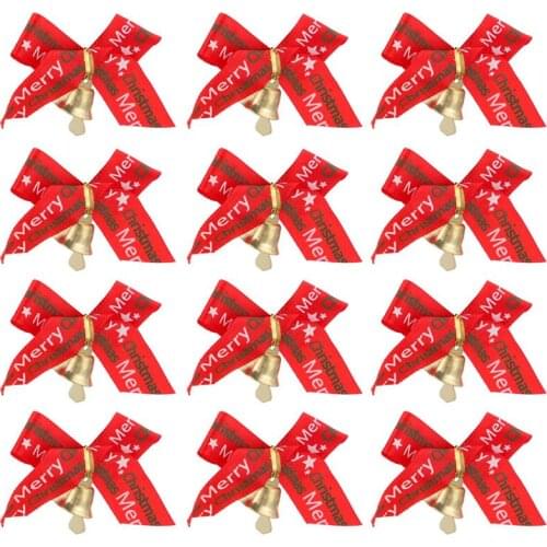 24PCS Christmas Tree Bow Christmas Ornaments Bell Home Garden Bows Christmas/Wedding Party Decoration
