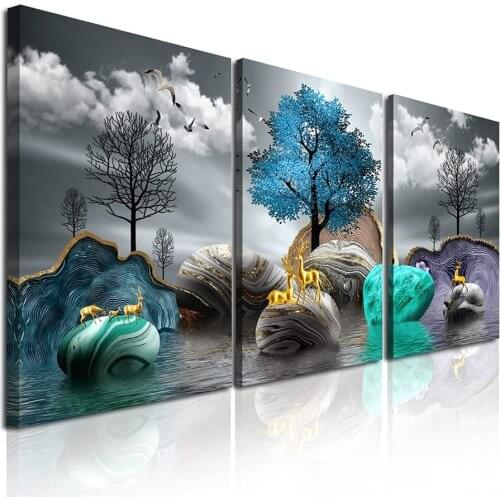 3pcs diamond painting Nordic minimalist decoration golden deer diamond embroidery square / round handmade gift home decoration