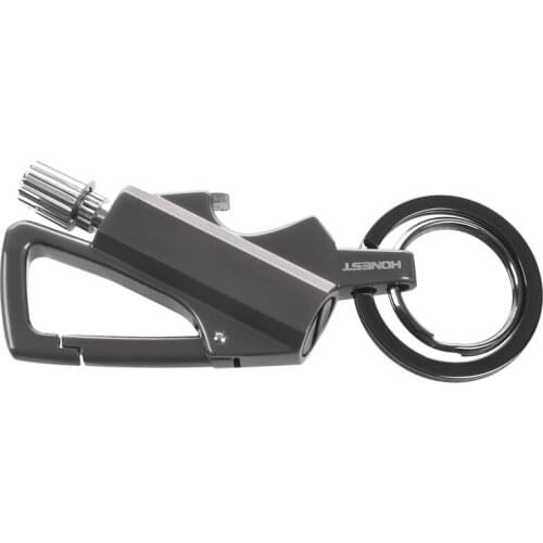 3 In 1 Multi-Function Keychain Match Stick Outdoor Key Pendant Male Fire Waterproof Bottle Opener Key Pendant—Black