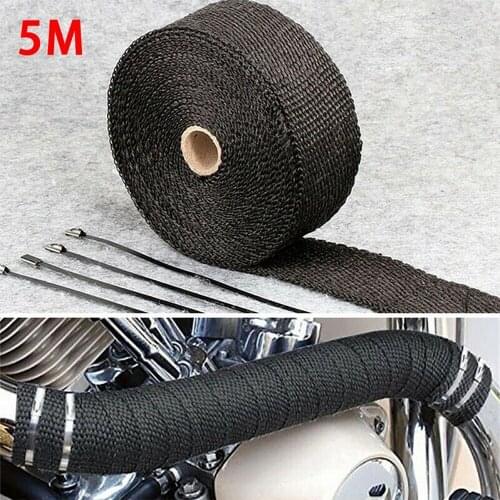 5m Glass Fiber Tape Auto motorcycle Exhaust Pipe Wrap Insulation Degrees Temperature Cotton Insulation Heat Wrapped Tap