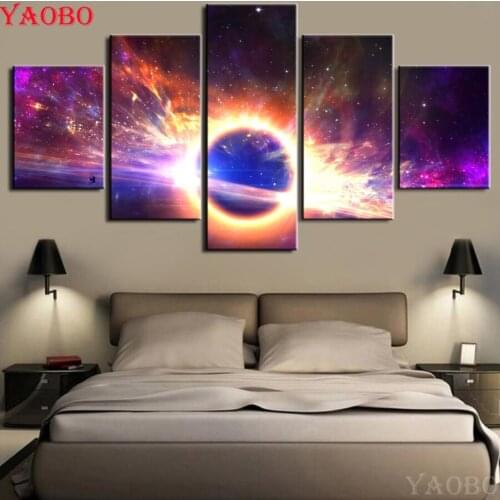 5PCS diy full Diamond Embroidery Universe Planet Picture of Rhinestones Almaznaya diamond Mosaic Cross Stitch Diamond Painting