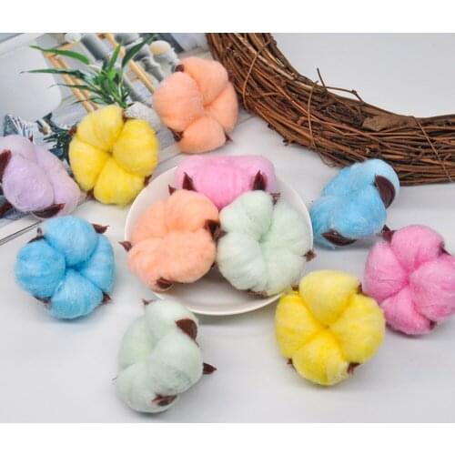 6pcs artificial kapok head colored dried flower cotton swabs wedding room Easter decoration supplies DIY wreath bouquet gift box