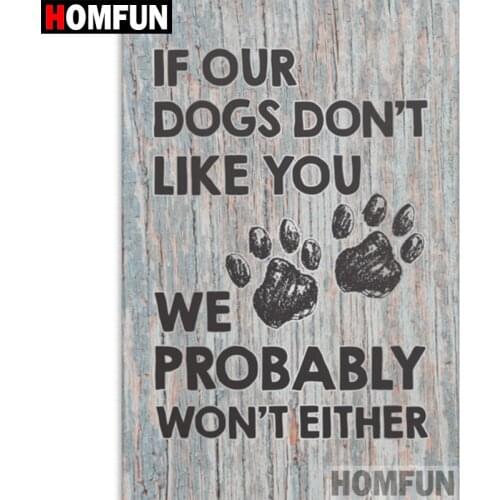 HOMFUN Full Square/Round Drill 5D DIY Diamond Painting "Dog Text" 3D Diamond Embroidery Cross Stitch Home Decor A18508