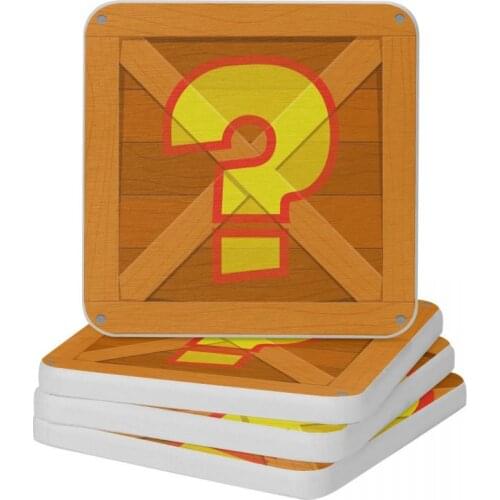 Crash Question Mark Crate Diatomaceous Earth Square Round Coaster Quick-drying Cup Bonsai Mat Soap Toothbrush Pad 10x10cm
