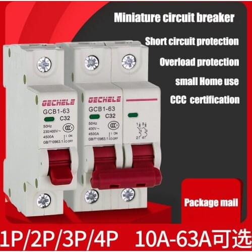 TPN 1P mini circuit breaker MCB 10A,16A,20A,25A,32A mini DZ47 air switch C45 low voltage switch