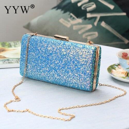 Glitter Sequined Women Shoulder Pouch Evening Party Clutches Ladies Elegant Handle Handbags Hard Surface Shiny Crossbody Purse