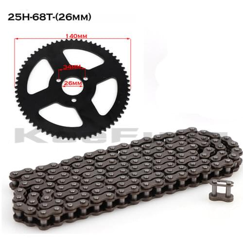 25H 136 links loops chain and 68T sprocket for 47cc 49cc 2 Stroke Engine ATV Quad Go Kart Dirt Pocket Mini Bike Motorcycle