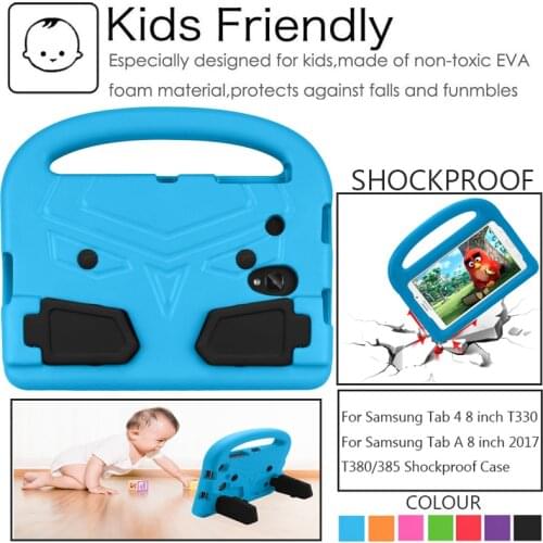 Kids Children Shockroof Case For Samsung Tab 4 T330 Tab A 8.0 inch SM-T380 T385 2017 EVA Foam Tablet Case Handle Stand Cover