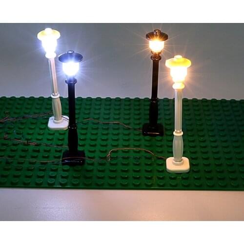 2pcs/set Street Lamps MOC City Blocks for Kids Toys DIY Kit Compatible Classic City Building Bricks Lamps with USB Light or not