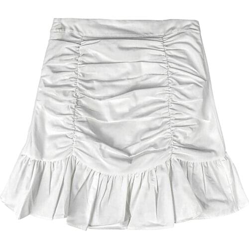 Women Black Bag Hip Skirts High Waist Skirts Ruffles Hip Skirt Saias Femininas Elegant White Fishtail Skirt Plus Size 4XL