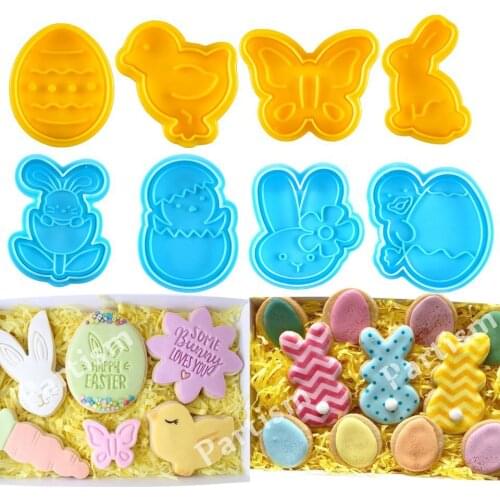 1Set Easter Food Grade Plastic Cookie Rabbit Egg Biscuit Cutter 3D Cartoon Rabbit Molds Baking Tools Party Cupcake DIY Supplies